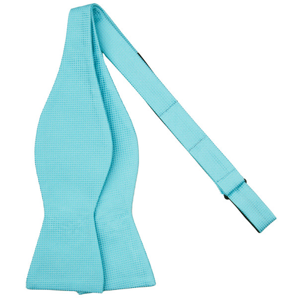 Woven Mini Squares Self-Tie Bow Tie - Light Turquoise