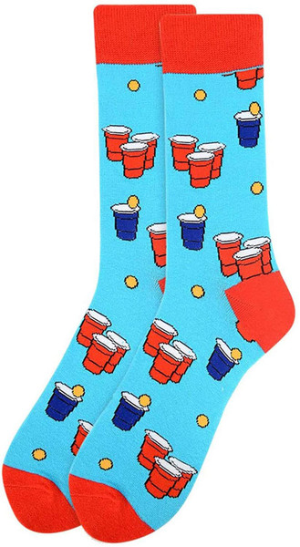 Men's Beer Pong Crew Novelty Socks - Blue