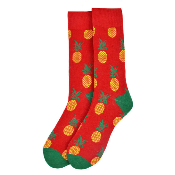 Pair of Men's Pineapple Crew Novelty Socks - Hot Pink