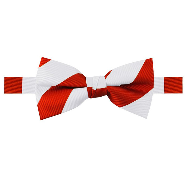 Banded Wide Stripes Bow Tie - Red White