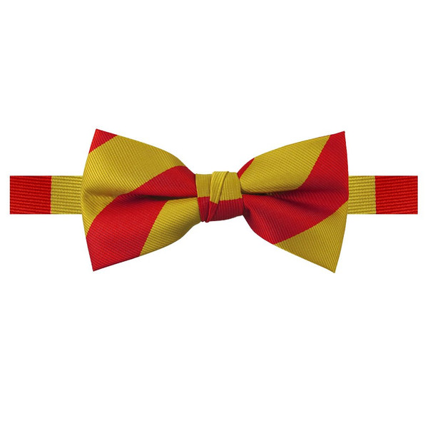 Banded Wide Stripes Bow Tie - Gold Red