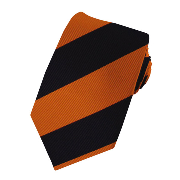 Kid's Wide Stripes Tie - Orange Black