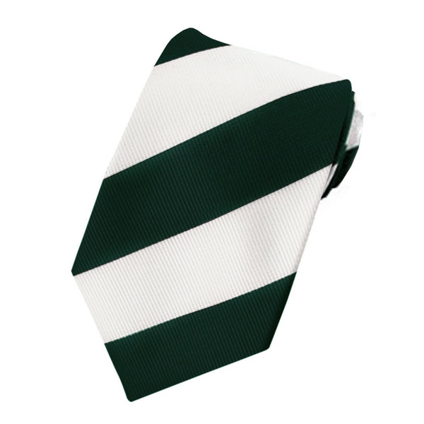 Kid's Wide Stripes Tie - Hunter White