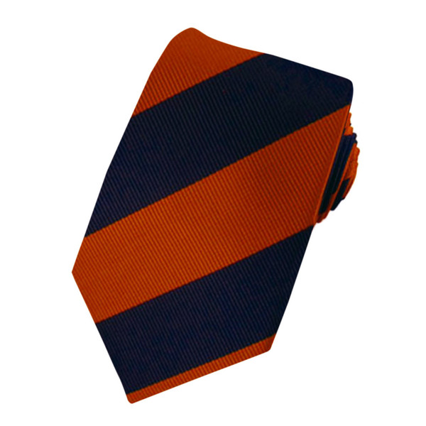 Kid's Wide Stripes Tie - Orange Navy