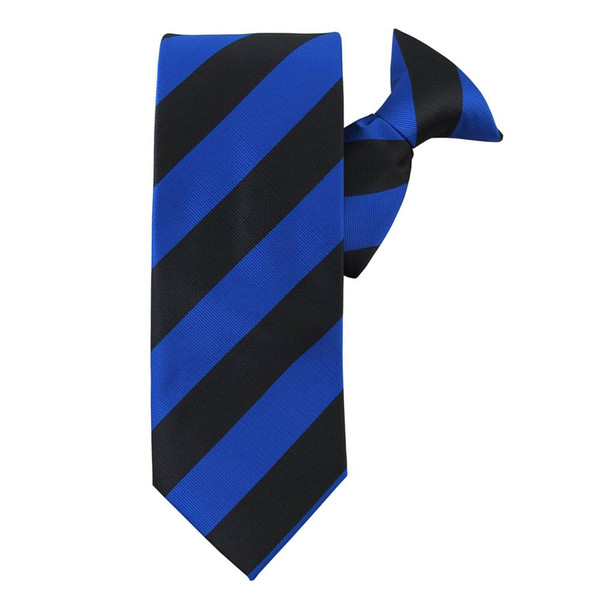 Wide Stripes Clip-On Tie - Royal Black
