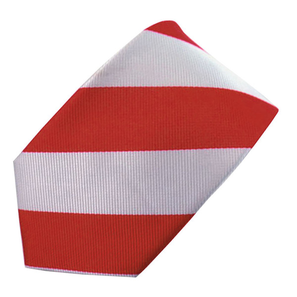 Wide-Striped Slim Tie - Red Silver