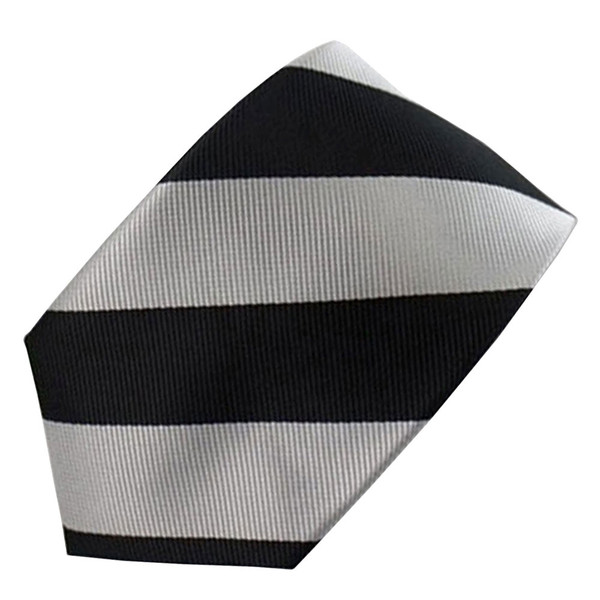 Wide-Striped Slim Tie - Silver Black