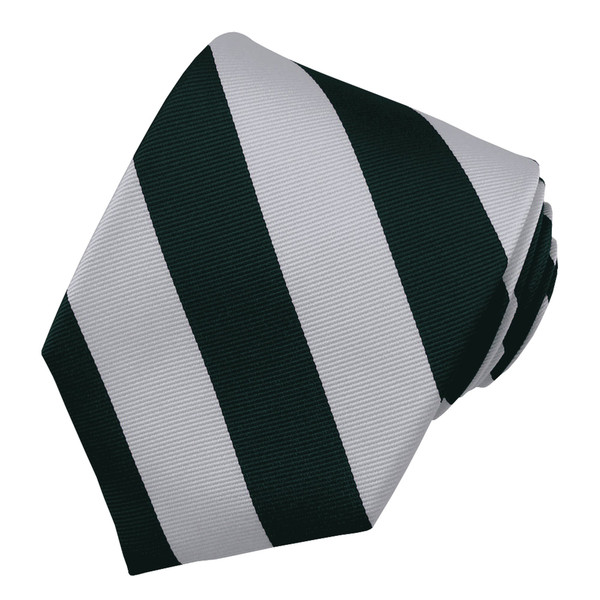 Silk Wide-Striped Tie - Hunter Silver