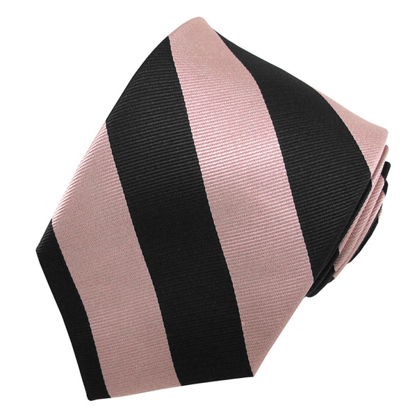 Silk Wide-Striped Tie - Pink Black