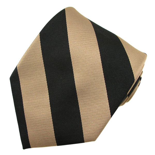 Silk Wide-Striped Tie - Taupe Black