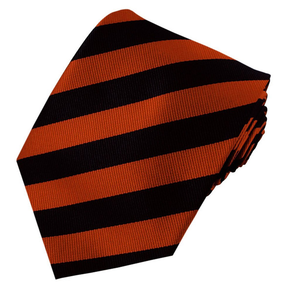 Narrow-Striped Tie - Orange Black