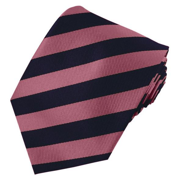 Narrow-Striped Tie - Pink Navy