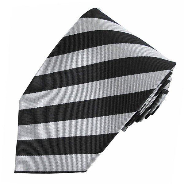 Narrow-Striped Slim Tie - Black Silver