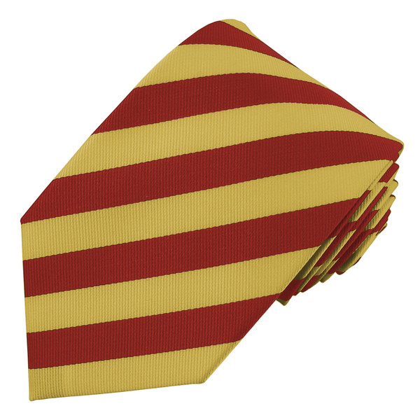 Narrow-Striped Slim Tie - Gold Red