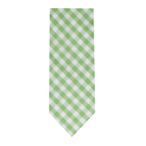 Men's Gingham Checkered Pattern Neck Tie - Slim - Lime Green