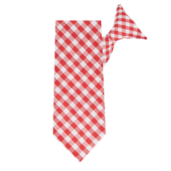 Kid's Gingham 14 inch Clip-On Tie - Red
