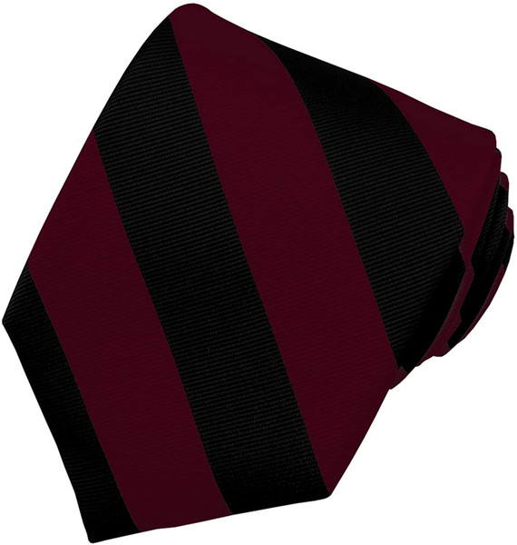 Silk Wide-Striped Tie - Burgundy Black