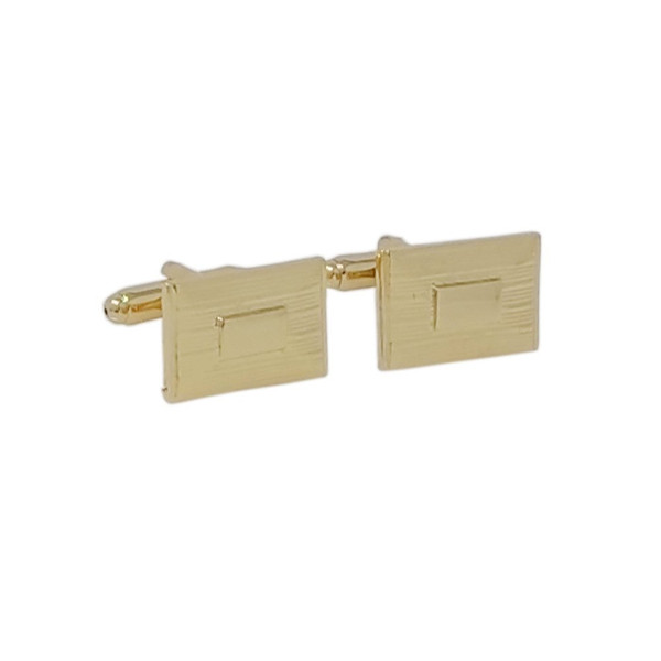 Embossed Rectangle Cufflinks - Gold