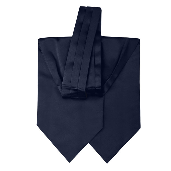 Men's Solid Color Cravat Ascot Neck Tie - Navy Blue