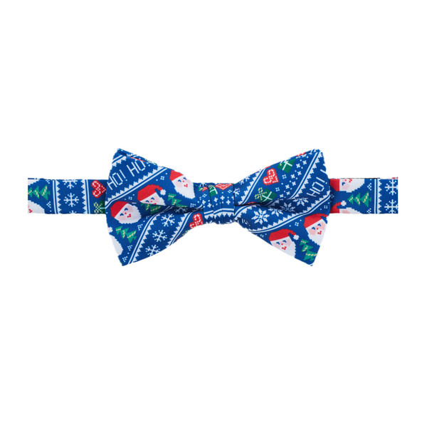 Banded Santa Gifts Snowflakes Bow Tie - Blue