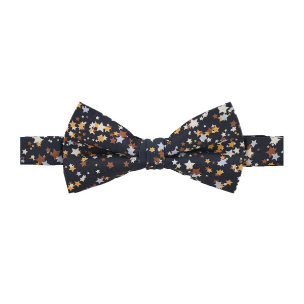 Men's Seamless Stars Celebration Congratulations Pattern Pre-Tied Banded Bow Tie - Black