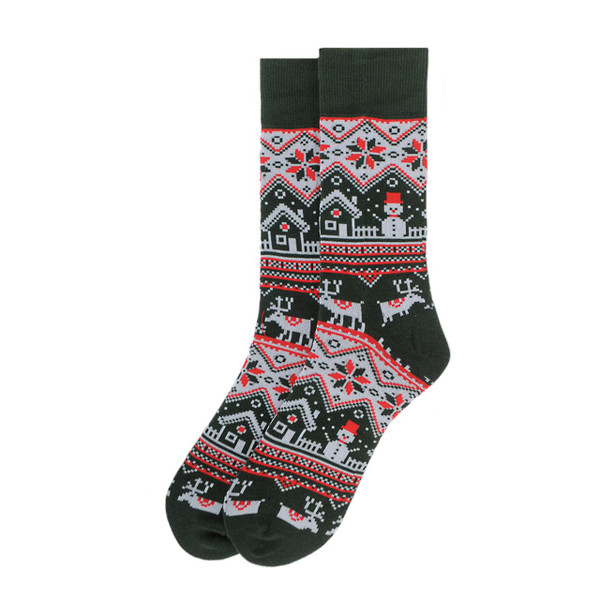 Men's Vintage Winter Pattern Novelty Socks - Green