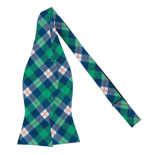 Tartan Plaid Self-Tie Bow Tie - Green Blue