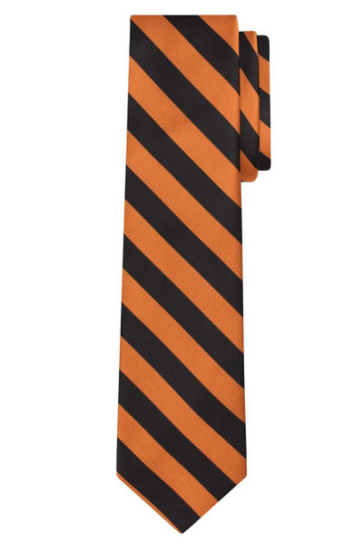 Woven Narrow-Striped Tie - Orange Black