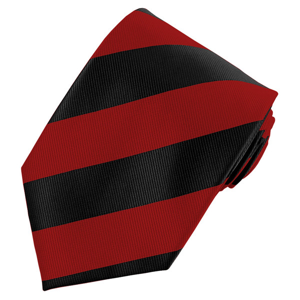 Wide-Striped Tie - Red Black