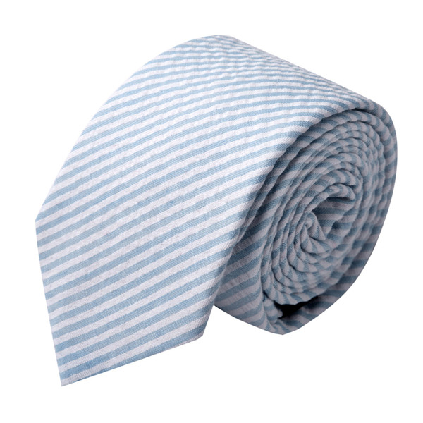 Seersucker Striped Tie - Baby Blue