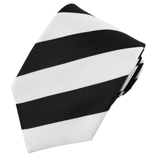 Wide-Striped Tie - White Black