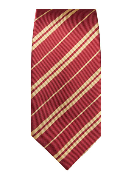 Woven Double Stripe Men's Neck Tie - Burgundy Gold