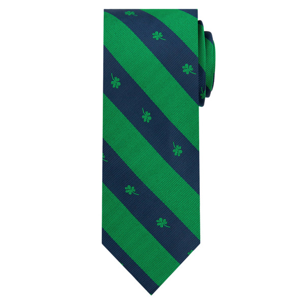 Woven Striped Shamrocks Tie