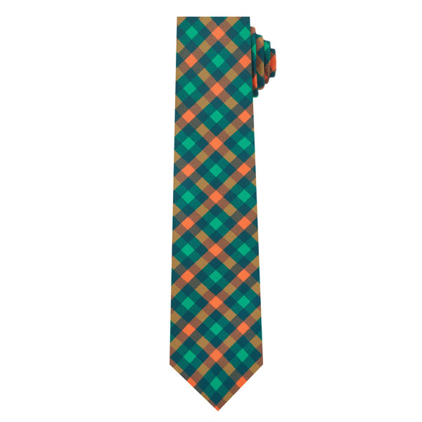 Checkered Tie - Green Orange Checkered Tie - Green Orange