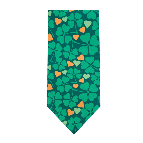 Men's Four-Leaf Clover Hearts Pattern Neck Tie - Green