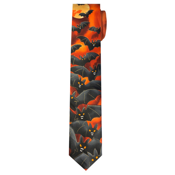 Jerry Garcia Men's Happy Halloween Flying Bats Neck Tie