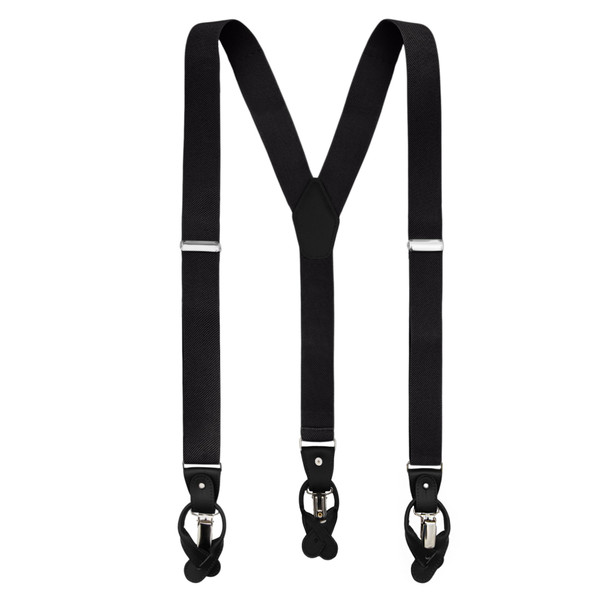 Solid Elastic Suspenders - Black
