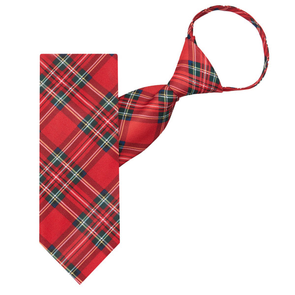 Royal Stewart Plaid Zipper Tie