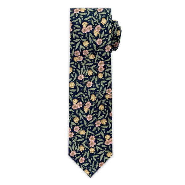 Meadow Floral Slim Tie - Green/Navy