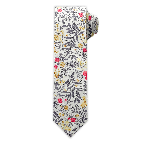 Tropic Bouquet Slim Tie - Gray Multi