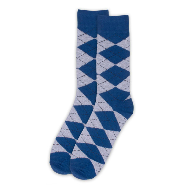 Argyle Crew Socks - Gray Blue
