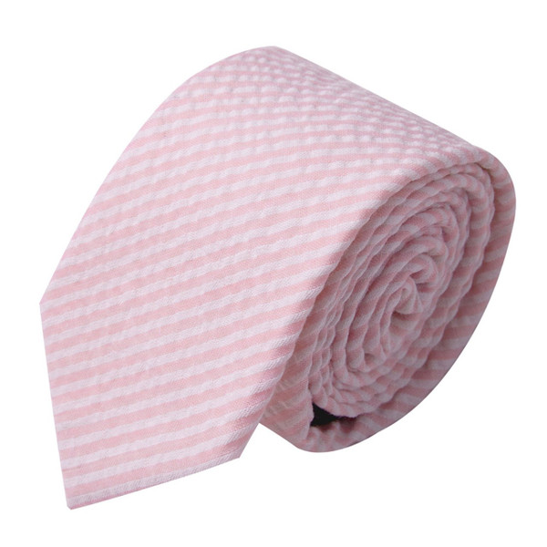 Seersucker Striped Tie - Pink