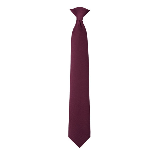 Uniform Solid Clip-On Tie with Buttonholes - Burgundy