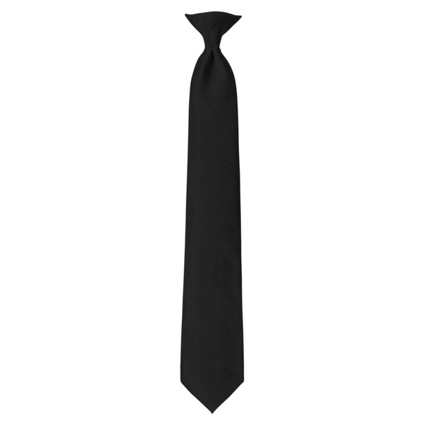 Uniform Solid Clip-On Tie with Buttonholes - Black