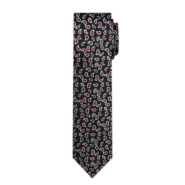 Paisley Slim Tie - Black Red