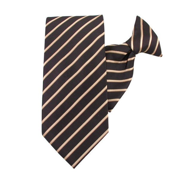 Stripe Clip-On Tie - Brown Tan