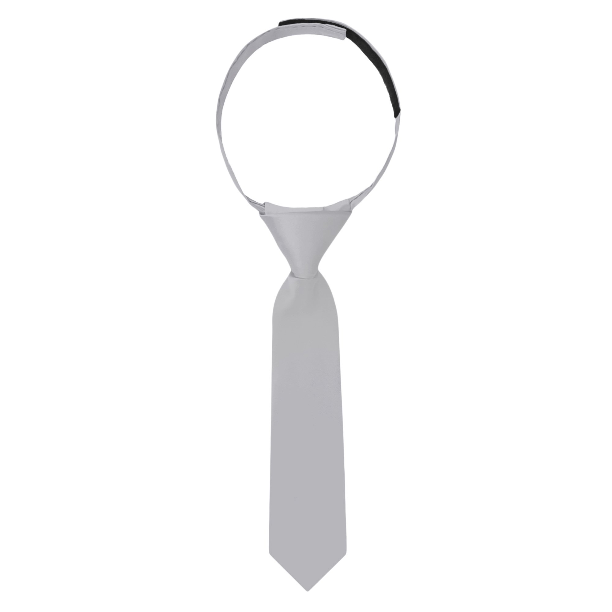 Wedding Tie - Baby's 8 inch Solid Hook and Loop Band Tie - Silver