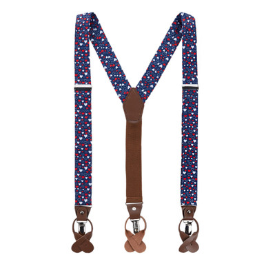 Valentine's Sprinkle Hearts Suspenders - Navy - Jacob Alexander