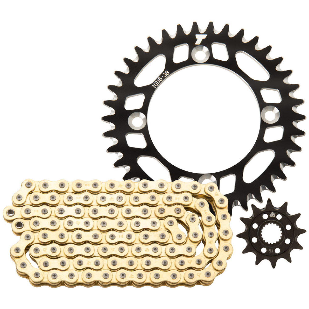 KAWASAKI KX125 94-95 Tusk Alloy Kit & Gold X-Ring Chain Black Rear Sprocket