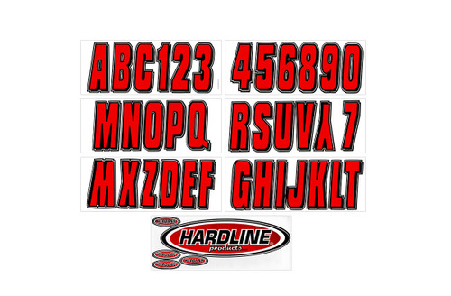 Hardline Boat Lettering Registration Kit 3 in. - 320 Red/Black - REBLK320